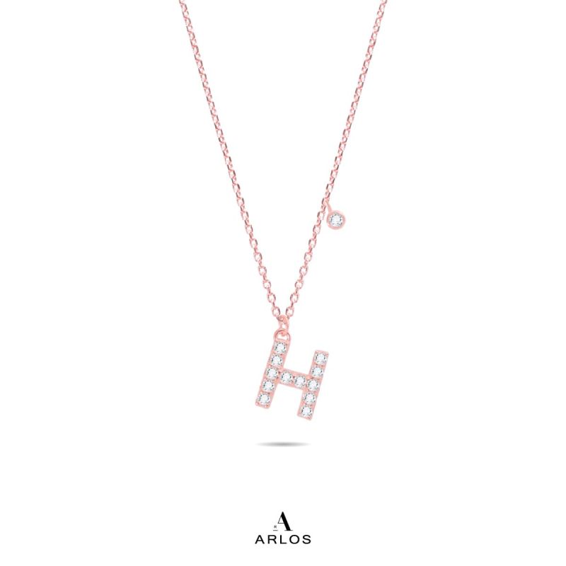 Trésor Initial [ H ] Necklace (Rose Gold)