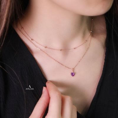 La Joie 紫水晶心型项链 (玫瑰金)