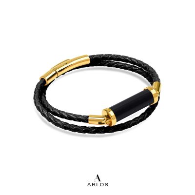 Obsidian CC Leather Bracelet (Double Strap)