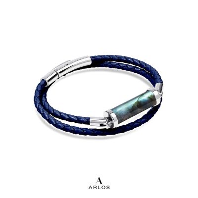 Labradorite CC Leather Bracelet (Double Strap)
