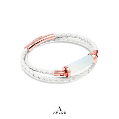 Opalite CC Leather Bracelet (Double Strap)