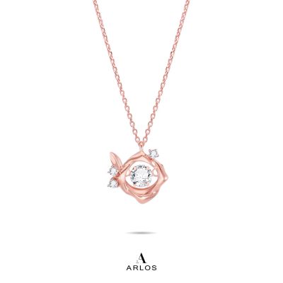 Romantic Rose Dancing Stone Necklace (Rose Gold)