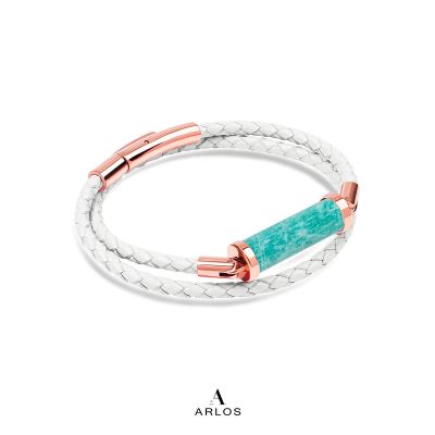 Amazonite CC Leather Bracelet (Double Strap)