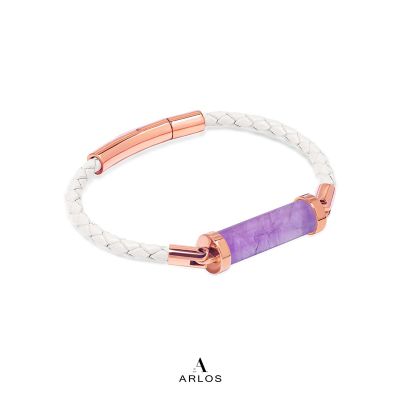 Lavender Amethyst CC Leather Bracelet (Single Strap)