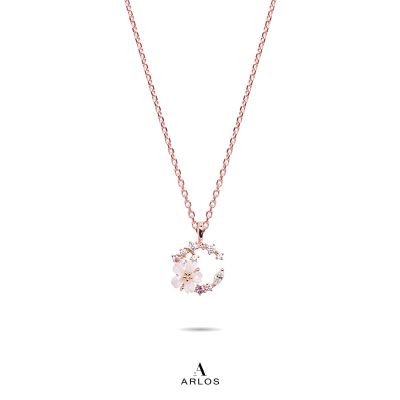 L'amour Moon Flower Necklace (Rose gold)