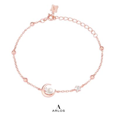 L'amour Moon Star Pearl Bracelet (Rose Gold)