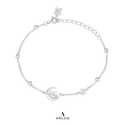 L'amour Moon Star Pearl Bracelet (Silver)